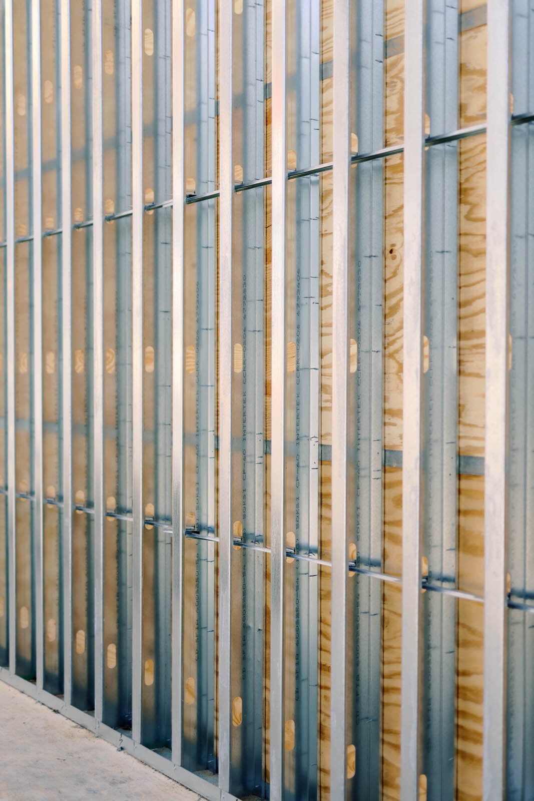 Metal stud and sheathed exterior wall framing