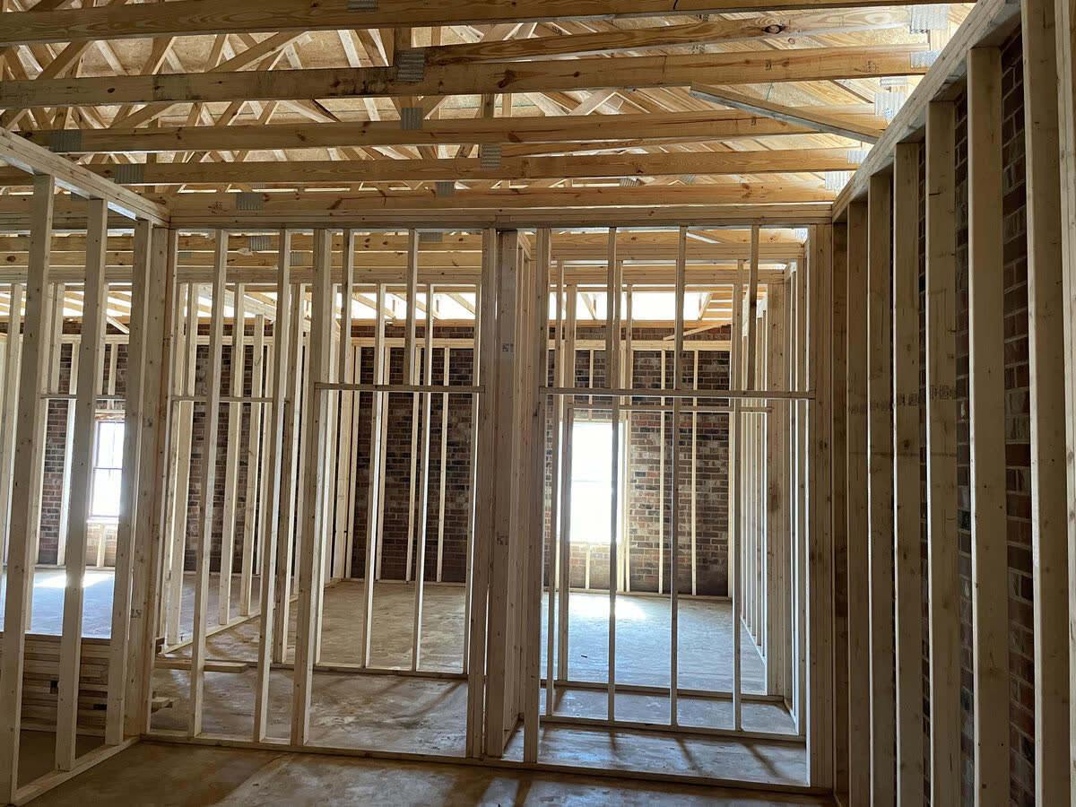 Wood framing inside a residential addition