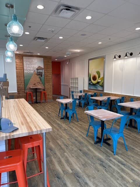 Finished quick-service restaurant dining room